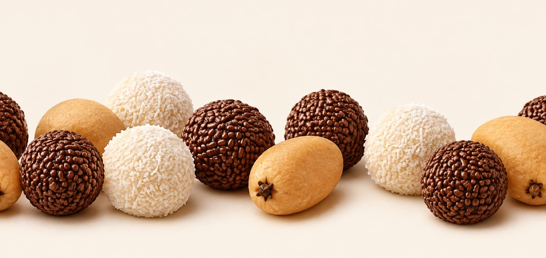 Brigadeiros enrolados em uma bandeja